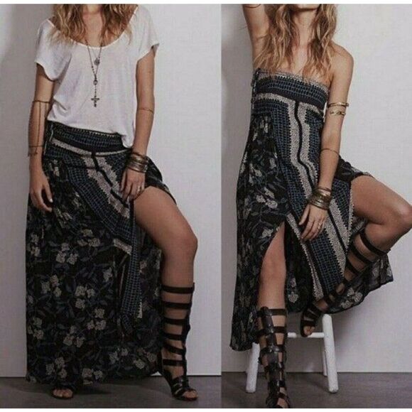 Free People Squared Off Convertible Maxi Skirt - Size Large - Multicolored - Picture 13 of 13